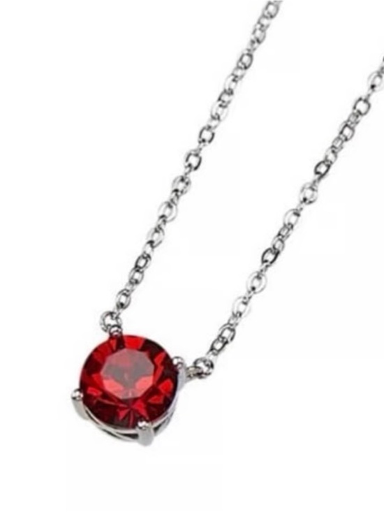 Park Lane Jewelry - Park Lane Impression Red Crystal Solitaire Necklace Silver Setting Dainty Chain